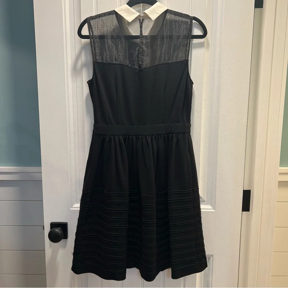 Betsey Johnson Women's Black Sheer Neckline White Collar Dress. Size 10. - Picture 4 of 13